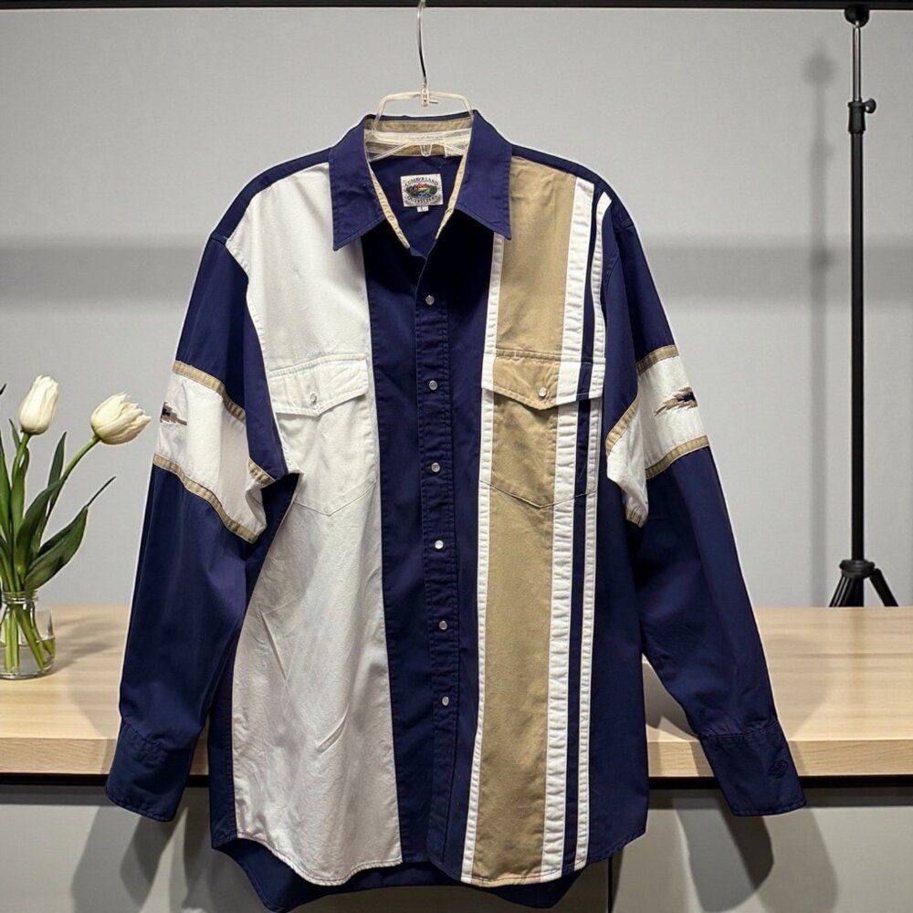 Cumberland Outfitters Pearl Snap Western Cowboy Button Up Shirt Men’s Sz L